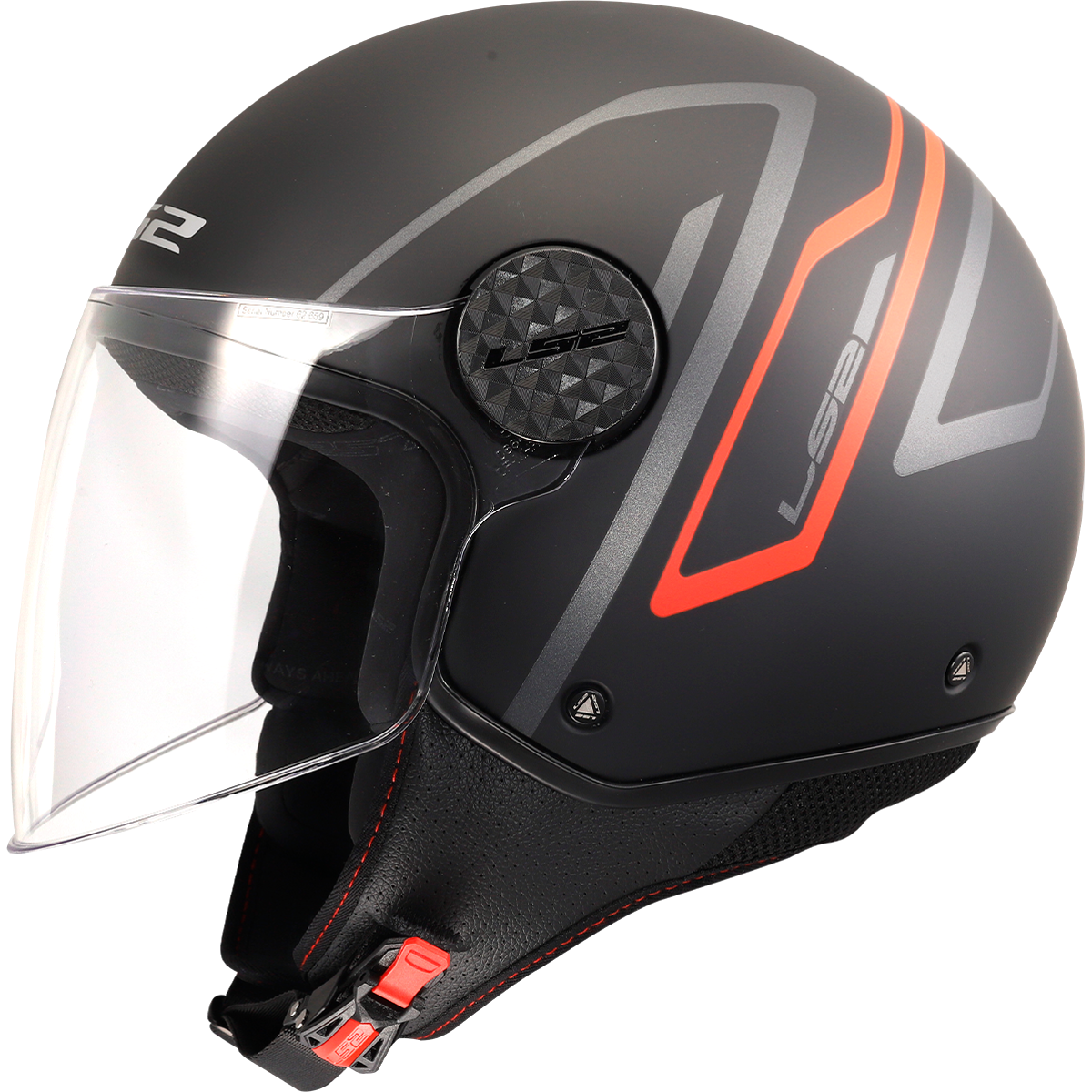 LS2 Sphere Lux II OF558 Open Face Helmet — Minim Black Red Matt