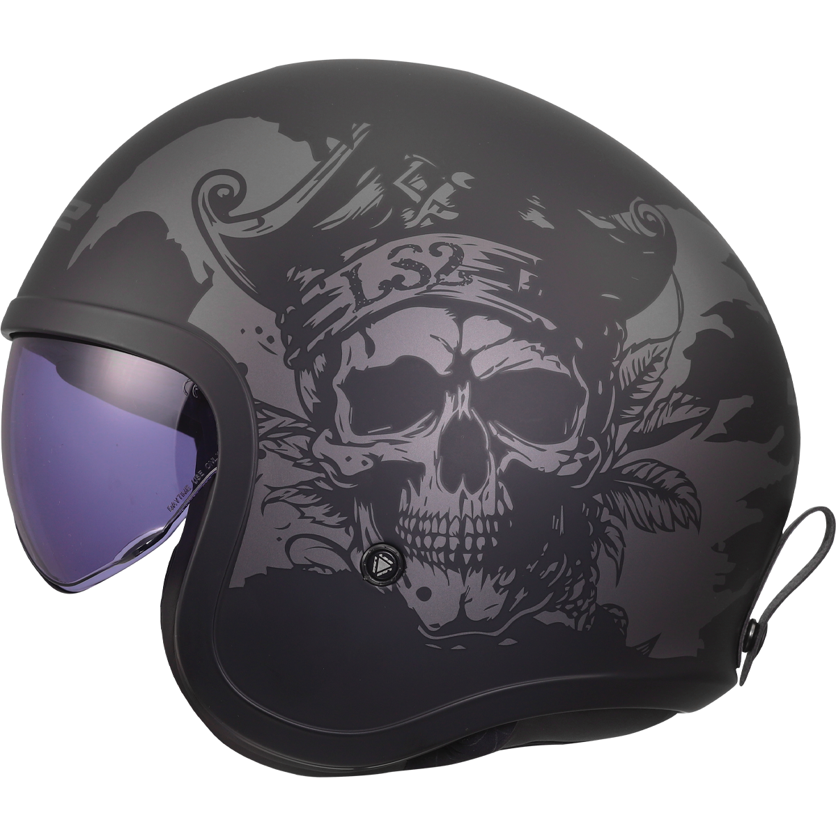 LS2 Spitfire II OF599 Open Face Helmet — Willy Black Grey Matt
