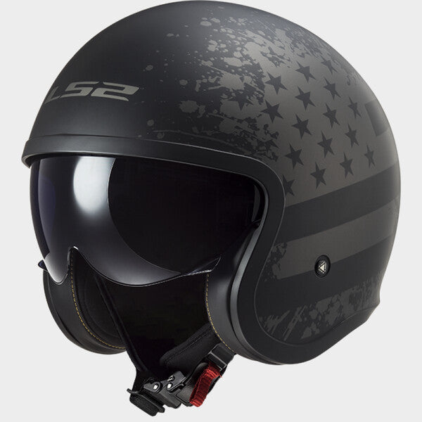 LS2 Spitfire II OF599 Open Face Helmet — Black Flag Black Matt — alternate view
