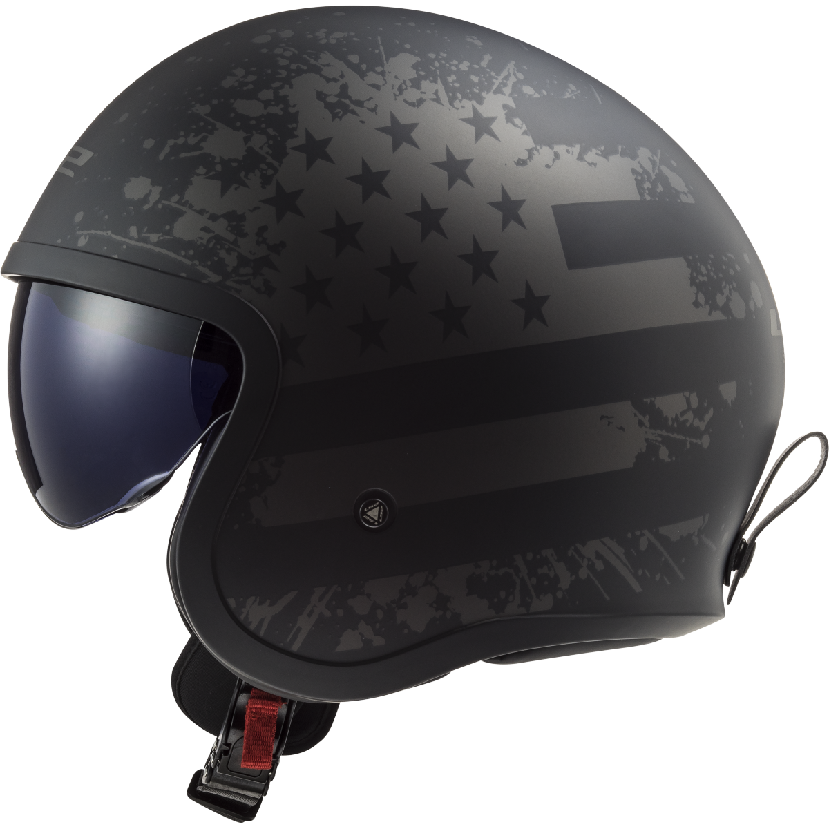 LS2 Spitfire II OF599 Open Face Helmet — Black Flag Black Matt — alternate view