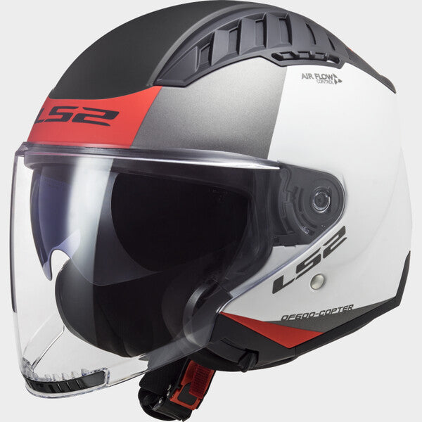 LS2 Copter II OF600 Open Face Helmet — Urbane Matt White Red Matt — alternate view