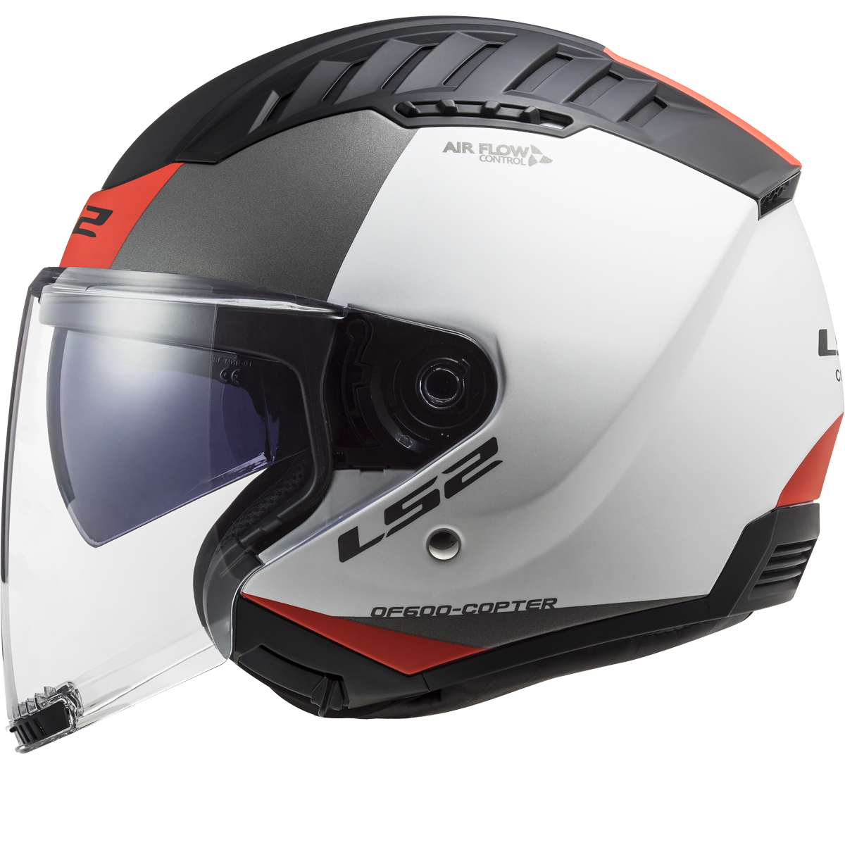 LS2 Copter II OF600 Open Face Helmet — Urbane Matt White Red Matt — alternate view