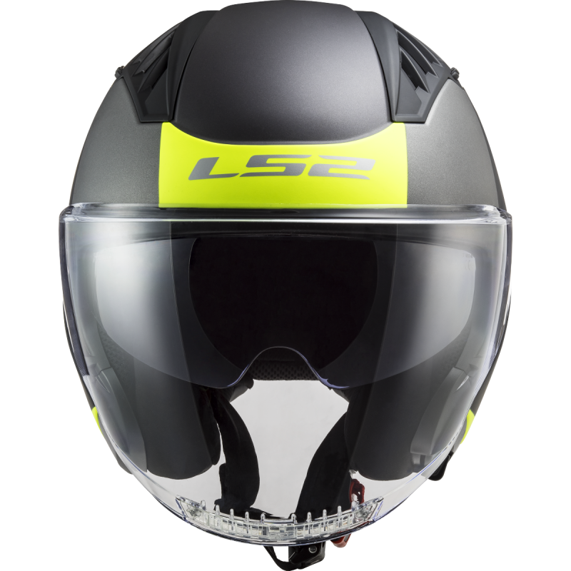 LS2 Copter II OF600 Open Face Helmet — Urbane Matt Black Hi Vis Yellow Matt