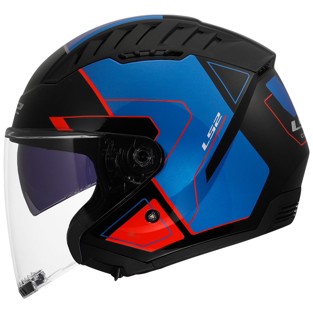 LS2 Copter II OF600 Open Face Helmet — Tango Black Blue Red Gloss