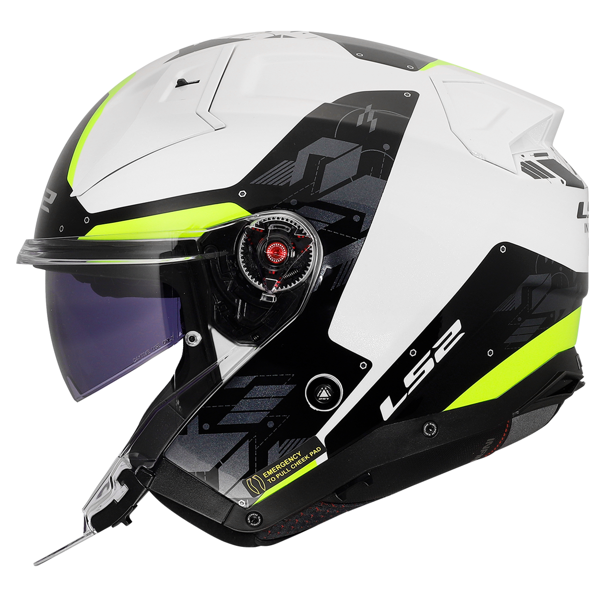LS2 Infinity II OF603 Open Face Helmet — Nightline H V Yellow Gloss