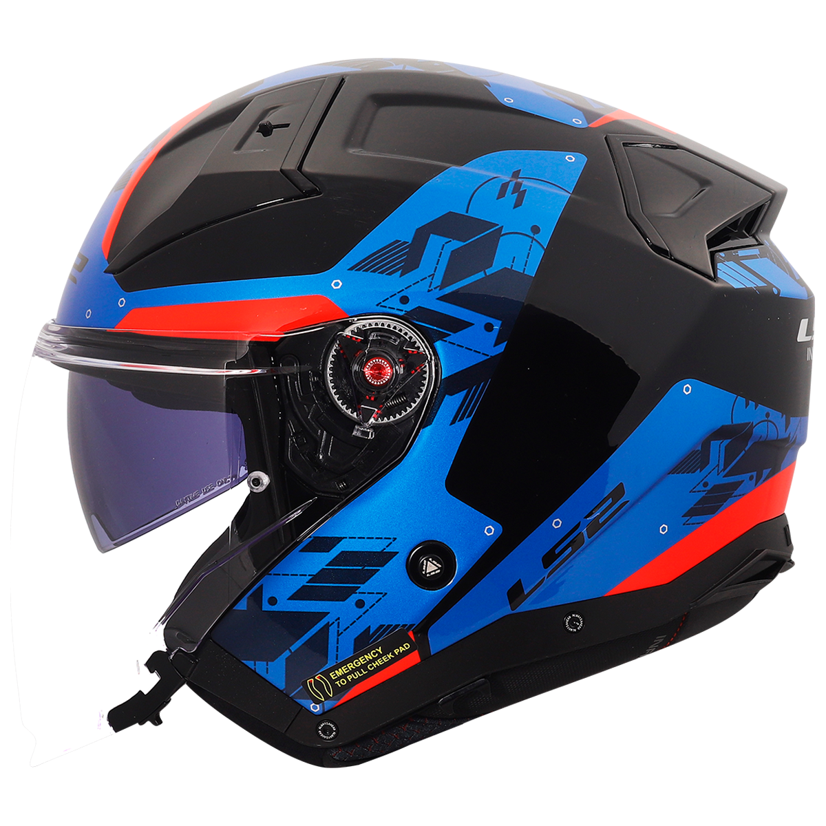 LS2 Infinity II OF603 Open Face Helmet — Nightline Blue Red Gloss