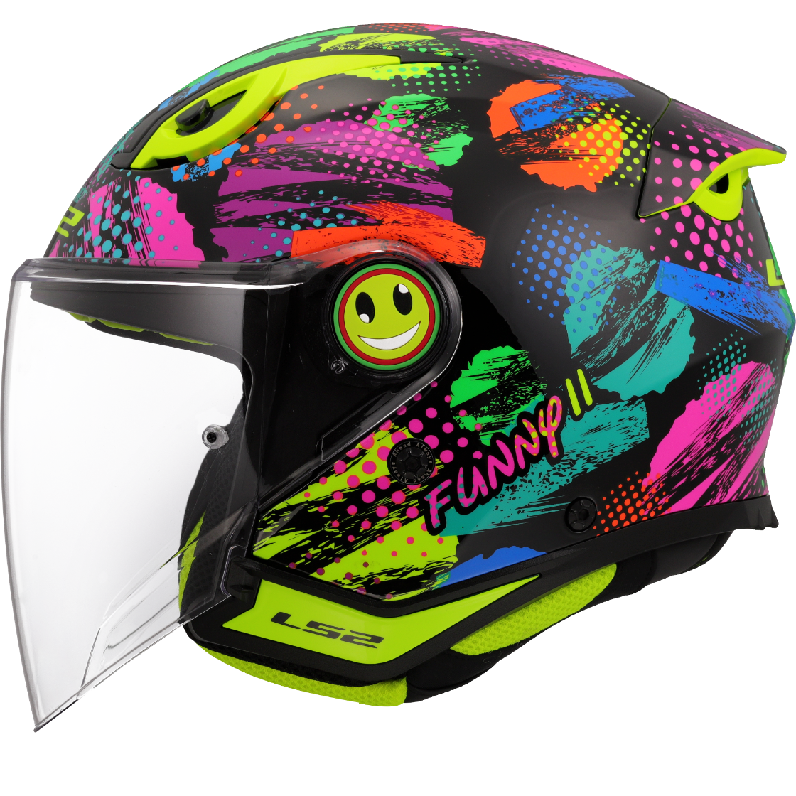 LS2 Funny II OF622 Junior Open Face Helmet — Joy Black Gloss