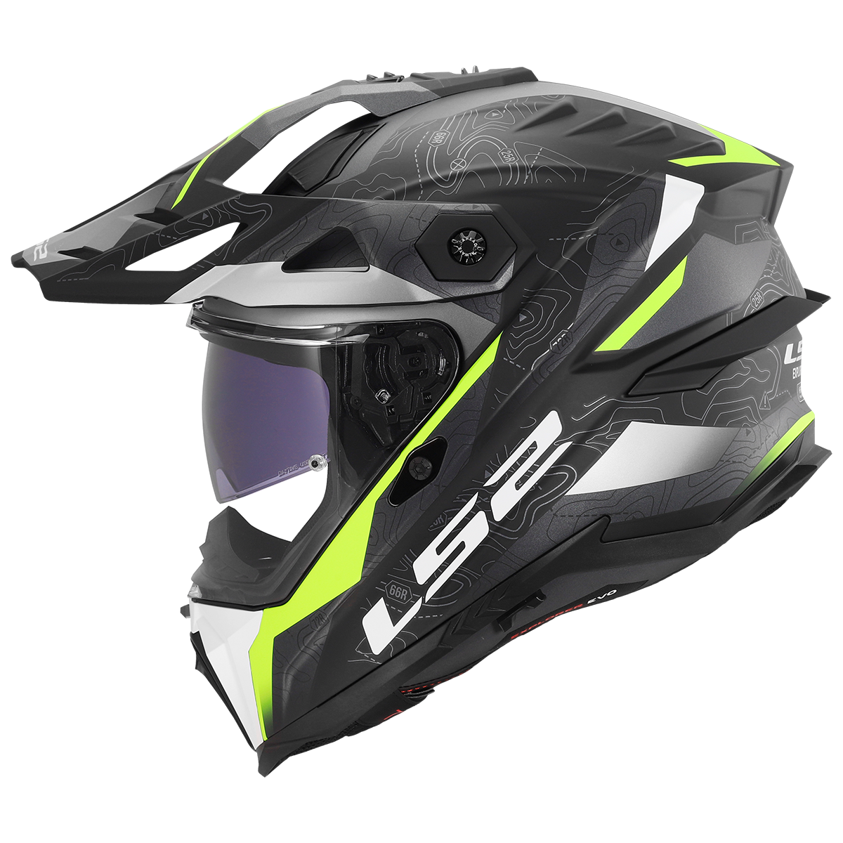 LS2 Explorer Evo MX707 Adventure Helmet — Nivra H V Yellow Matt