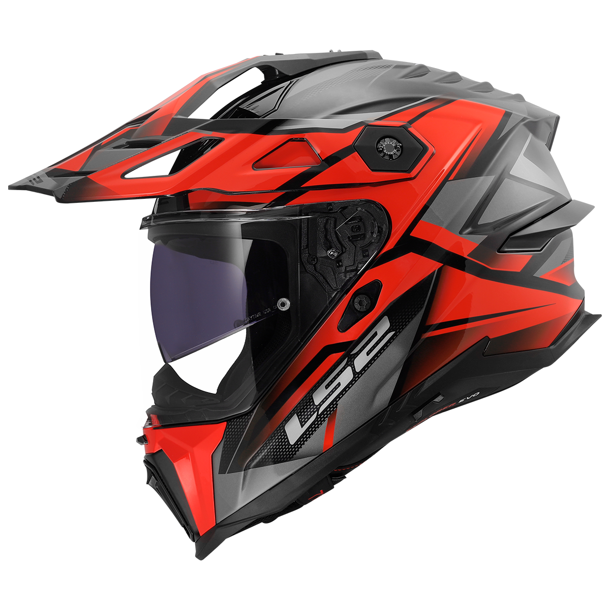 LS2 Explorer Evo MX707 Adventure Helmet — Talux Red Gloss