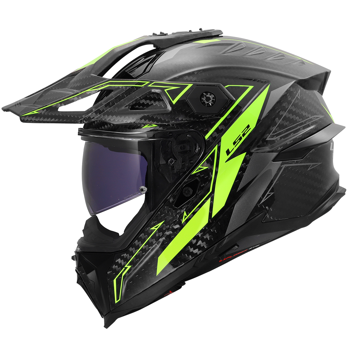 LS2 Explorer Evo Carbon MX707 Adventure Helmet — Arrow H V Yellow Gloss