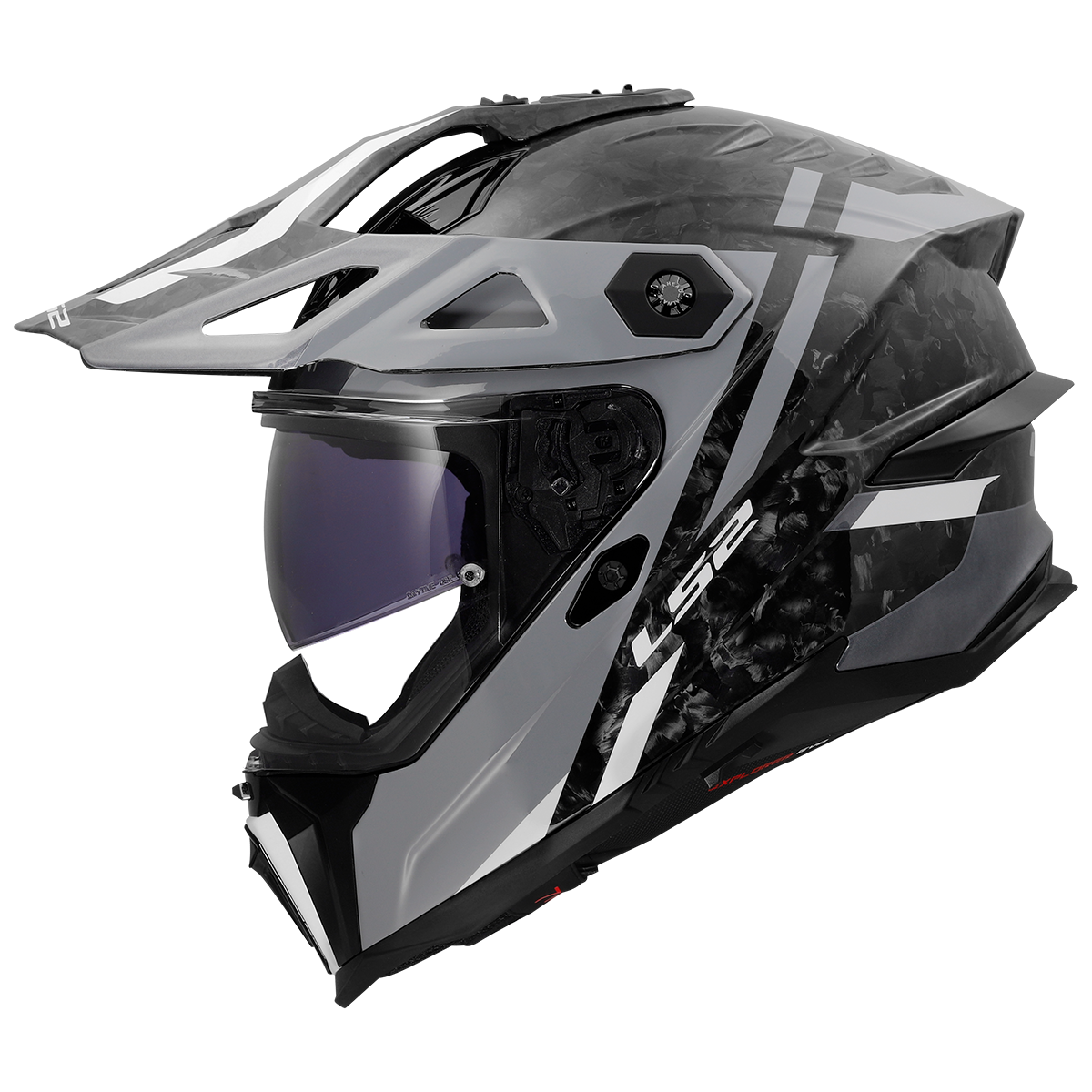 LS2 Explorer Evo Carbon MX707 Adventure Helmet — Fc Zelior Grey Forged Carbon Gloss
