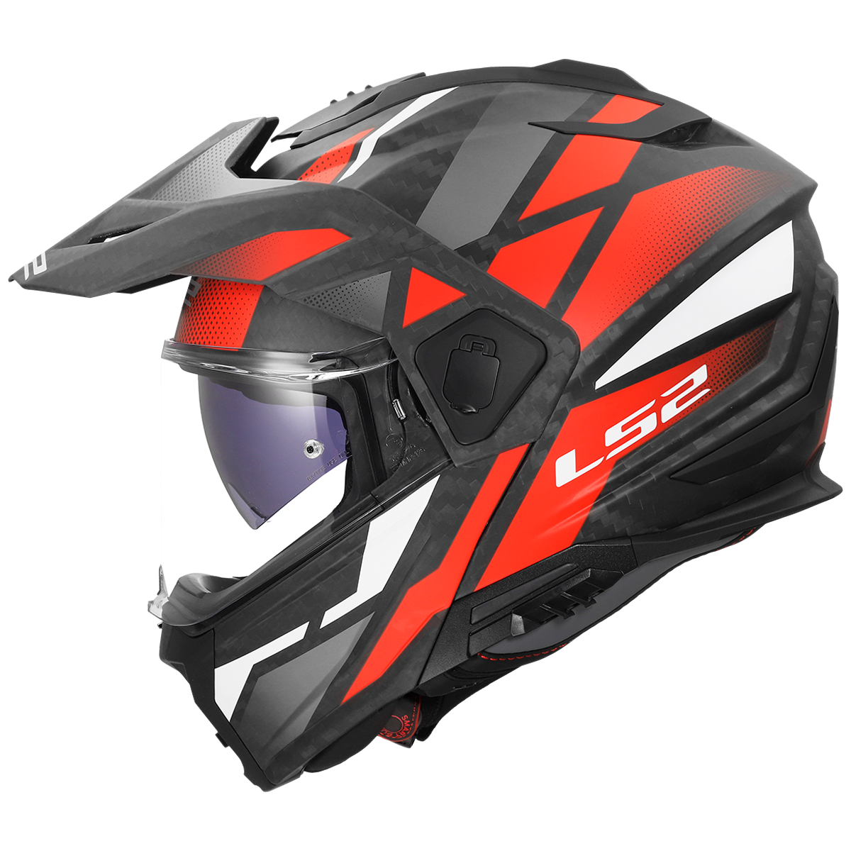 LS2 Ranger FF909 Carbon Modular Adventure Helmet — Prism Red Matt