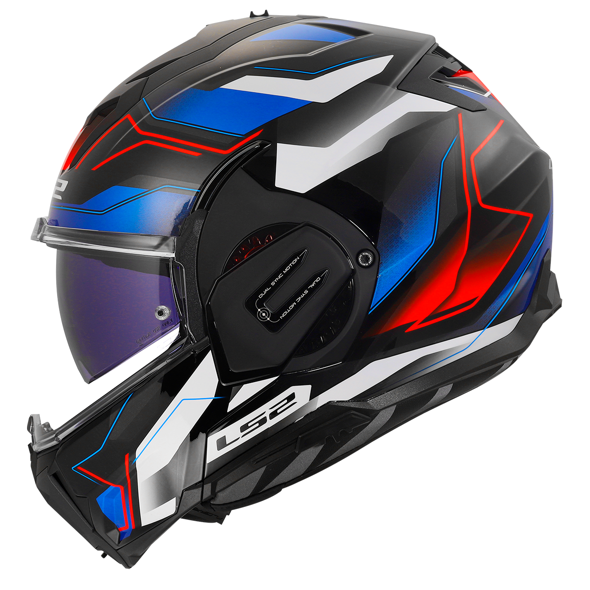 LS2 Valiant Gear FF912 Modular Helmet — Ervion White Blue Red Gloss
