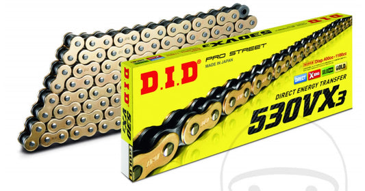 DID X-RING Chain Gold/Black 530VX3 - Open Chain with Rivet Link