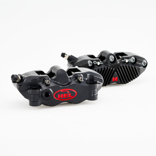 HEL V2 100mm Solid Billet 4 Piston Front Radial Brake Calipers with Finned Back