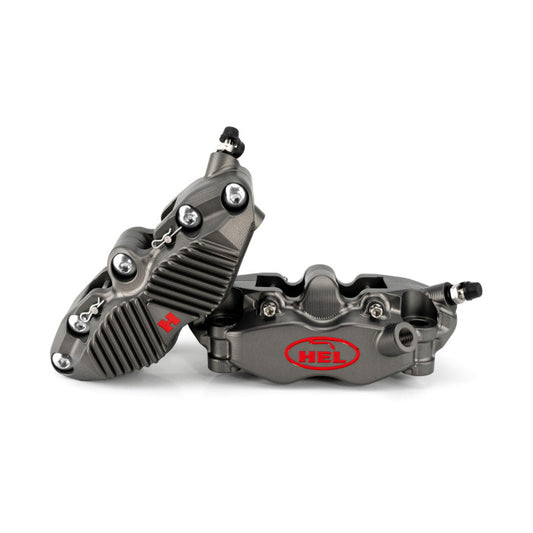 HEL V2 108mm Solid Billet 4 Piston Front Radial Brake Calipers with Finned Back